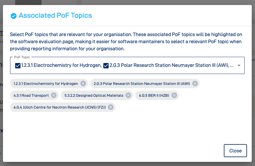 PoF topic modification modal